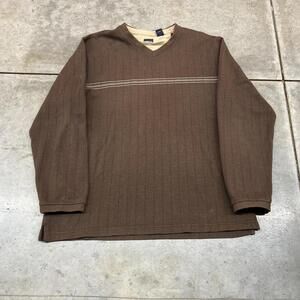 vintage brown and beige striped heavyweight shirt size large